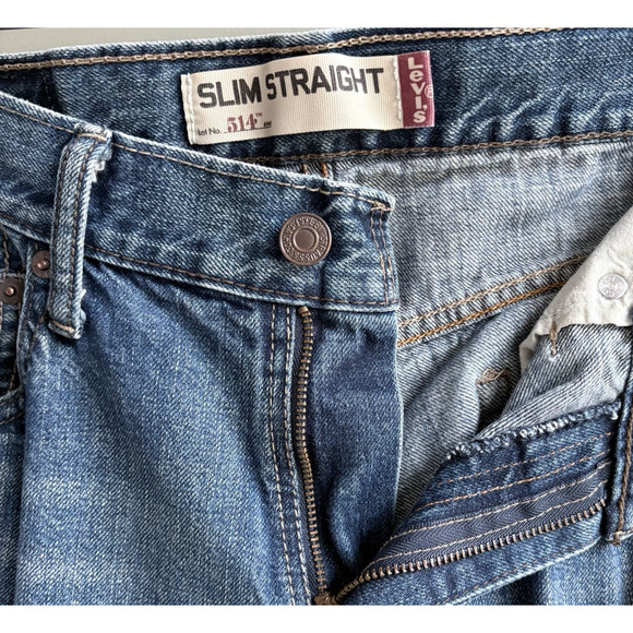 LEVIS 514 Slim Straight Jeans 30x32 Blue Medium Wash Cotton Denim Casual Pants - Picture 3 of 14